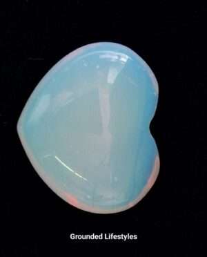 1 inch opalite heart crystal with soft blue glow