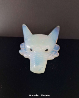 opalite wolf head carved gemstone figurine
