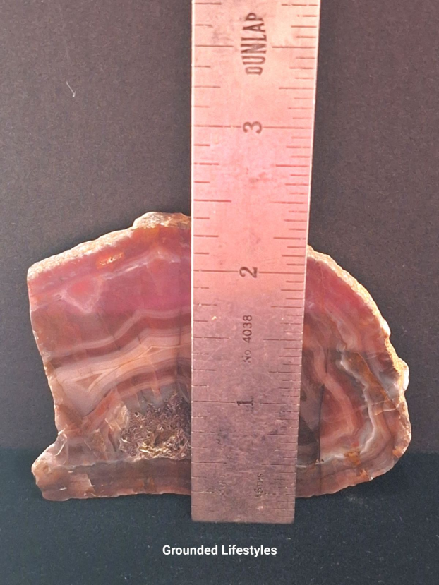 Australian Pilbara Agate polished slice displaying fine concentric bands.