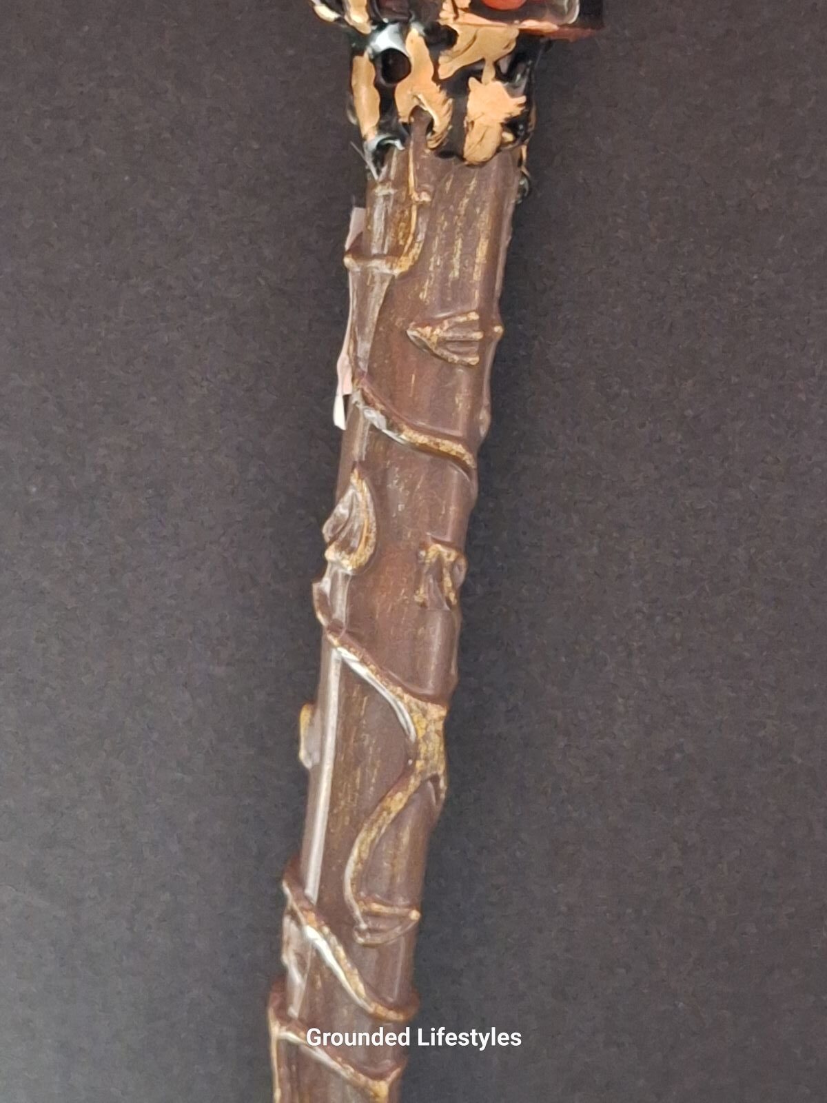 Red jasper resin skull wand 12 inch crystal energy tool for strength and grounding