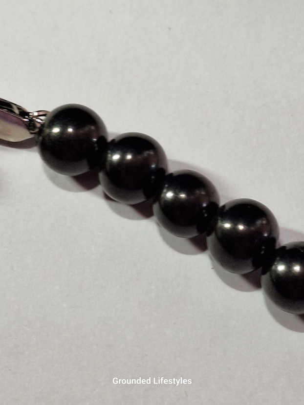 18 inch Shungite beaded necklace with 8mm polished black beads from Russia