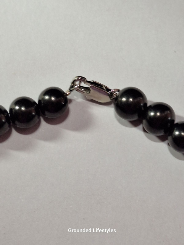 18 inch Shungite beaded necklace with 8mm polished black beads from Russia