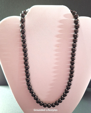 18 inch Shungite beaded necklace with 8mm polished black beads from Russia