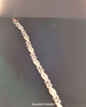 7.5 inch silver alloy magnetic bracelet with 5,000 Gauss magnets