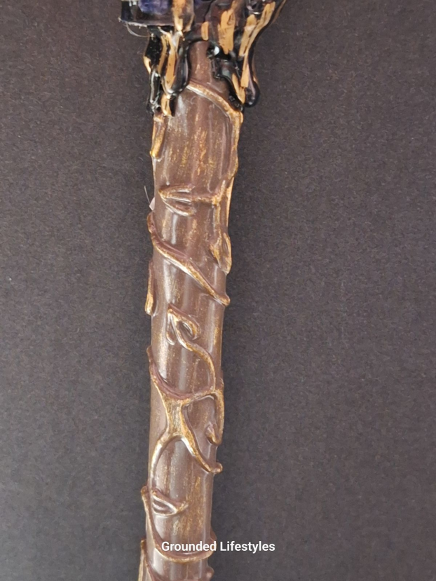 Sodalite resin skull wand 12 inch crystal tool for focus and insight