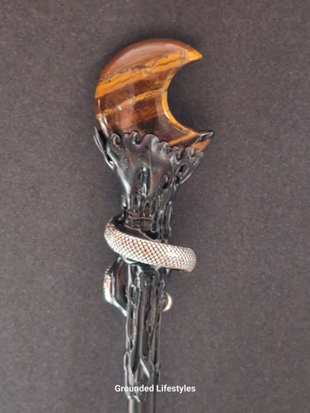 tiger-eye-resin-wand-with-half-moon-stone-and-silver-snake.