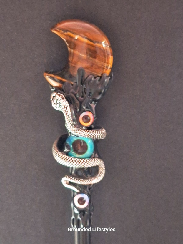 tiger-eye-resin-wand-with-half-moon-stone-and-silver-snake.