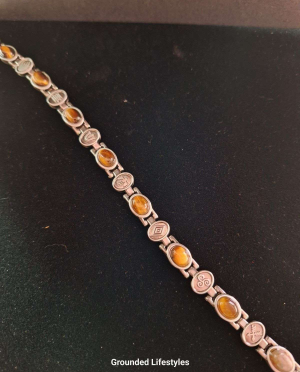 9 inch silver alloy magnetic bracelet with natural tiger eye stones