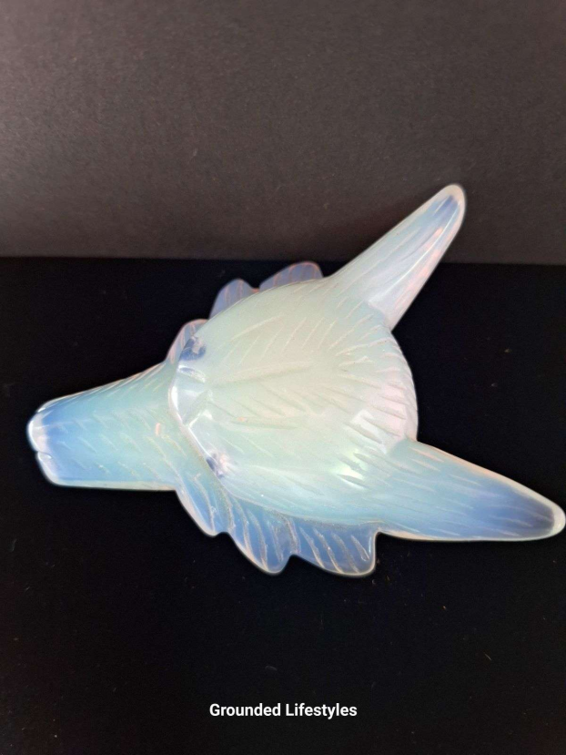opalite wolf head carved gemstone figurine