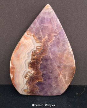 Polished amethyst agate flame 3.5 inches from Brazil.
