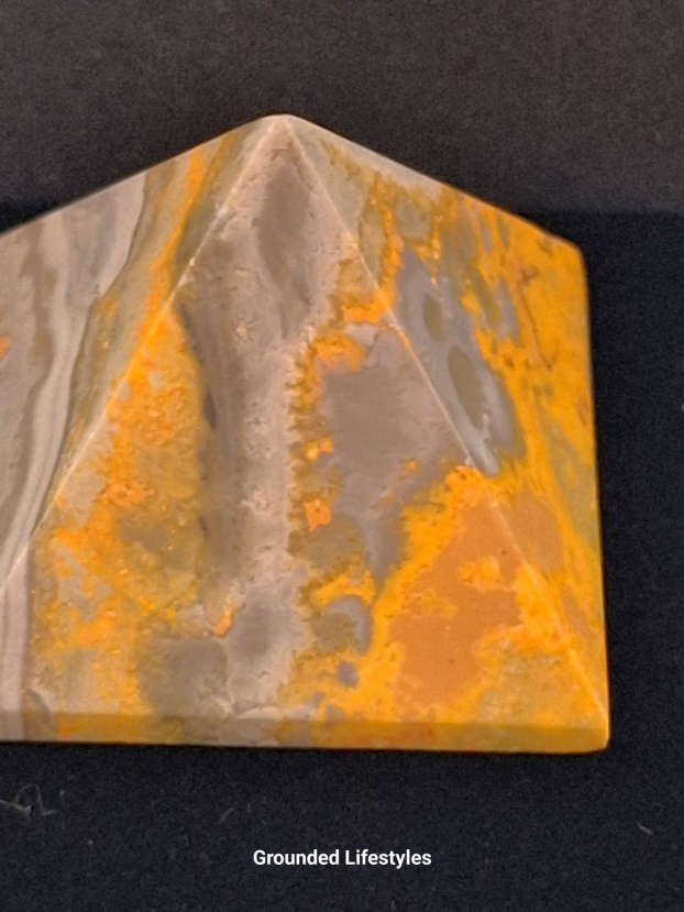 1.5 inch bumblebee jasper pyramid from Indonesia with yellow and black bands