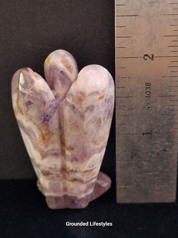 natural chevron amethyst angel carving 2 inch collectible quartz figurine