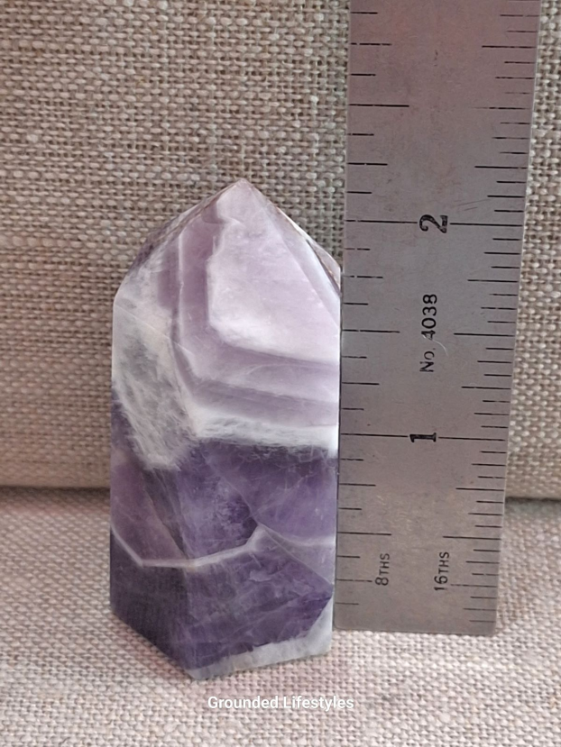 polished chevron amethyst crystal point 2.75 inch