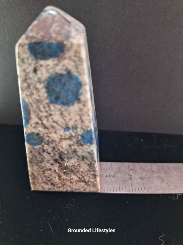 K2 stone obelisk 3.25 inch showing blue azurite inclusions