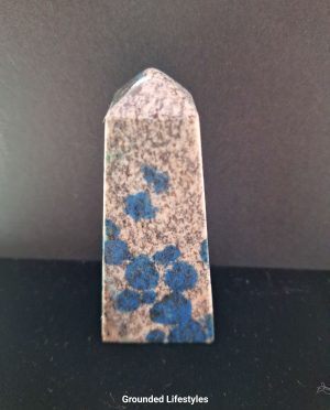 K2 stone obelisk 3.25 inch showing blue azurite inclusions