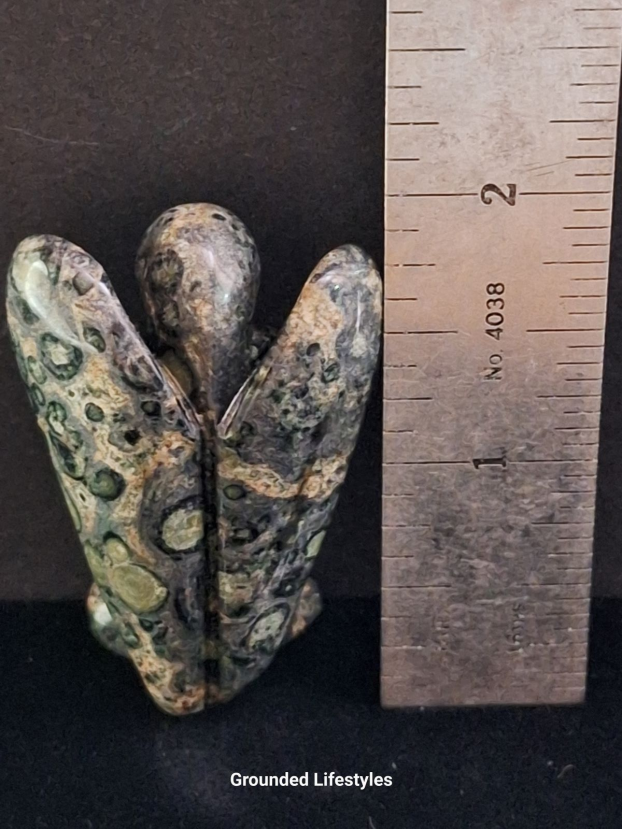 polished kambaba jasper angel 2 inch collectible green black gemstone figurine
