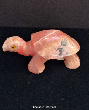 Hand-carved 2.75 inch rhodochrosite turtle from Argentina.