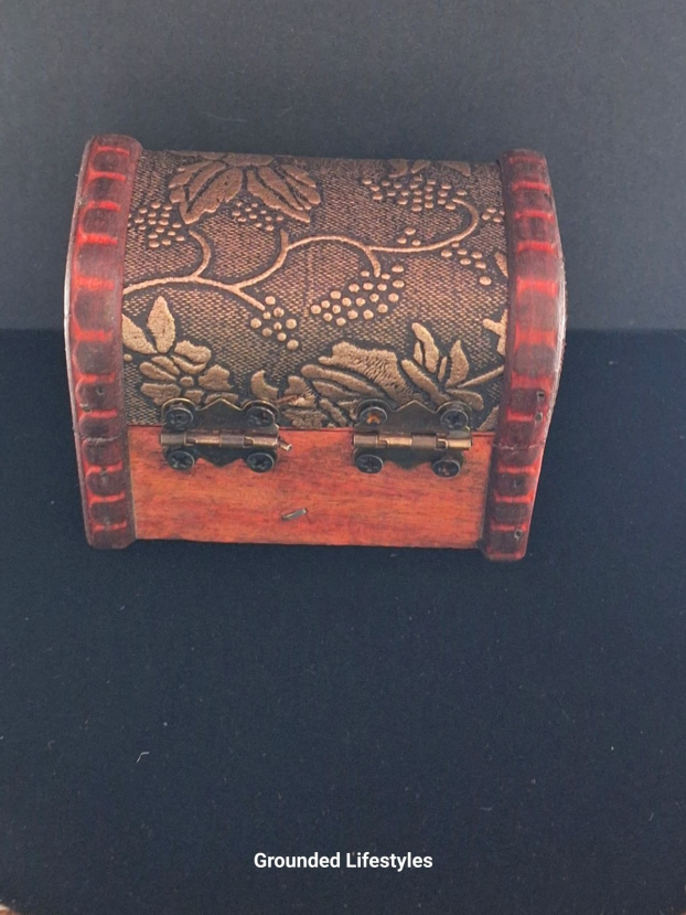 small wooden chest filled with multicolor agate stones 2 inch