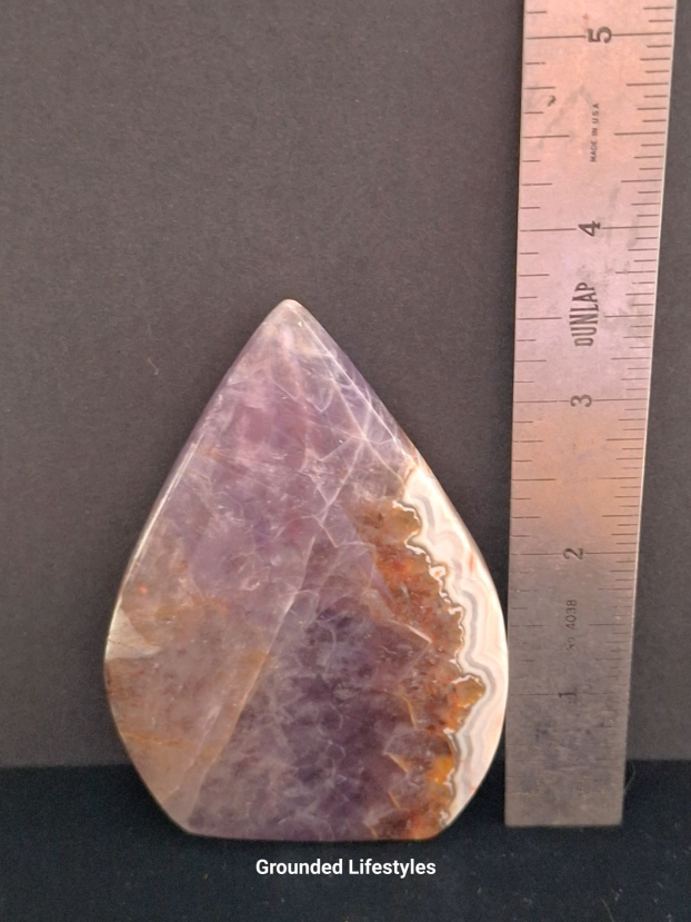 Polished amethyst agate flame 3.5 inches from Brazil.