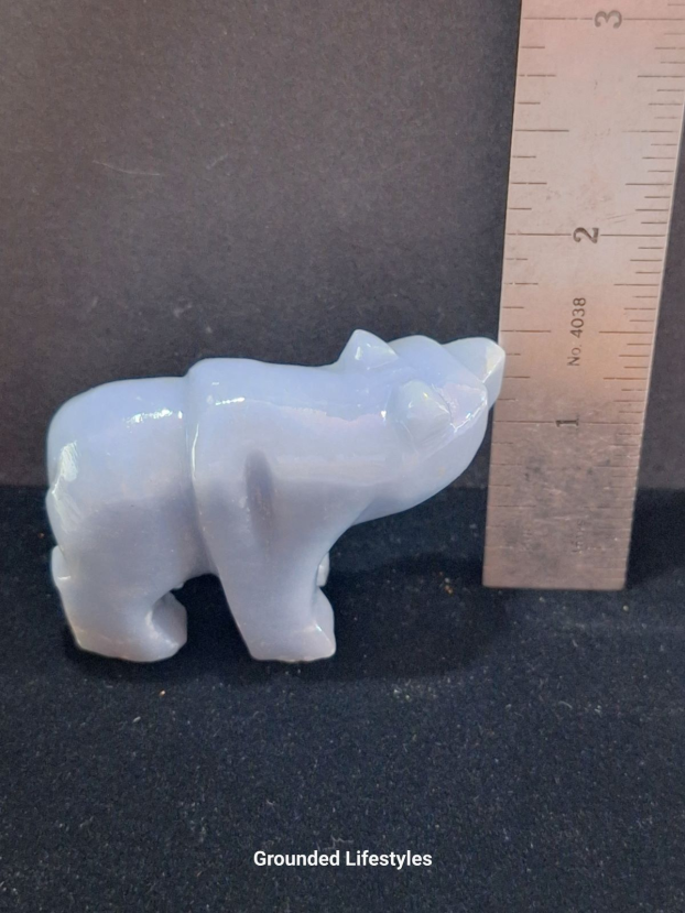 2 inch angelite bear from Peru hand carved in soft blue stone