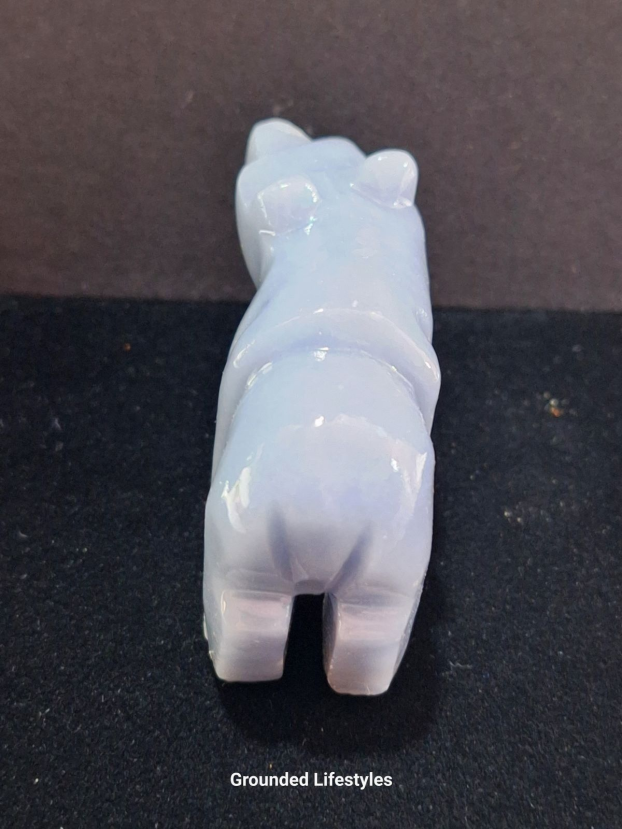 2 inch angelite bear from Peru hand carved in soft blue stone