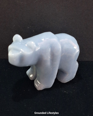 2 inch angelite bear from Peru hand carved in soft blue stone