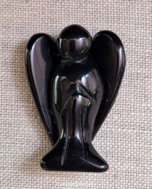 polished black obsidian angel 1.5 inch collectible volcanic glass figurine