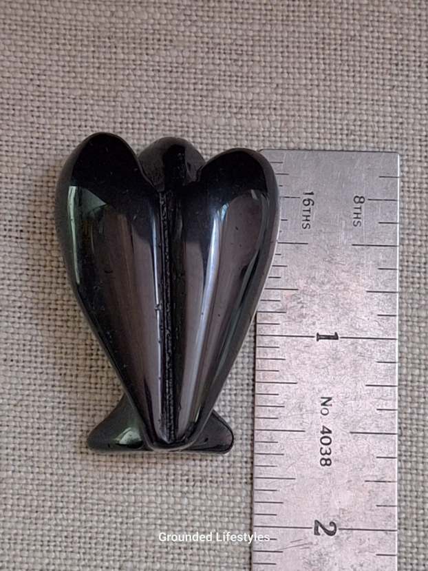 polished black obsidian angel 1.5 inch collectible volcanic glass figurine