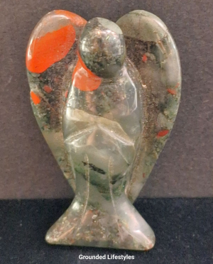 polished bloodstone angel 2 inch collectible heliotrope gemstone carving