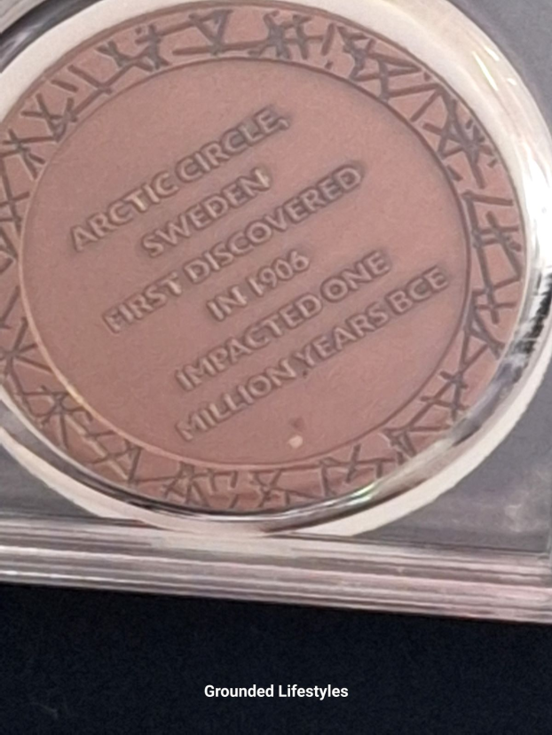 Muonionalusta meteorite bronze coin in clear display case