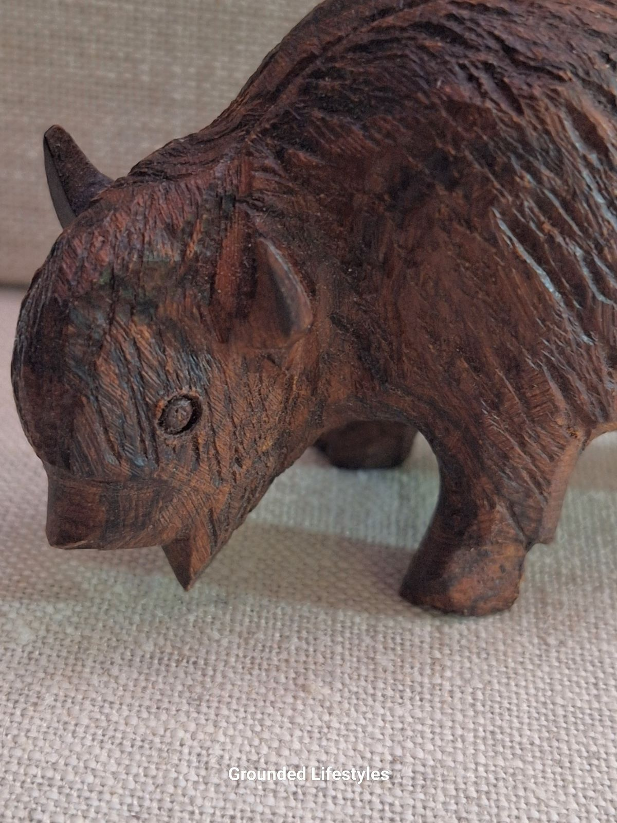 hand carved ironwood buffalo 4 inch figurine