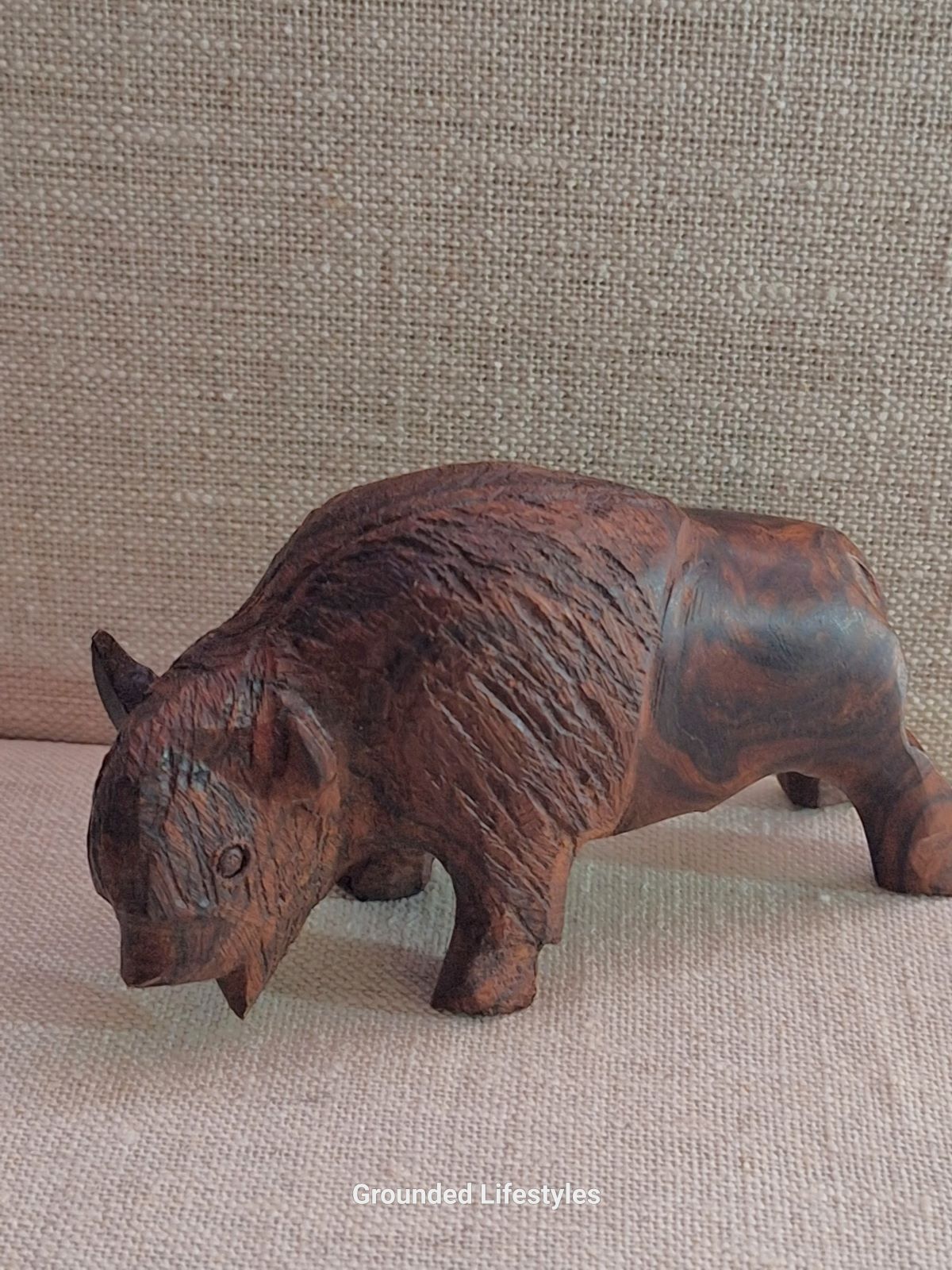 hand carved ironwood buffalo 4 inch figurine