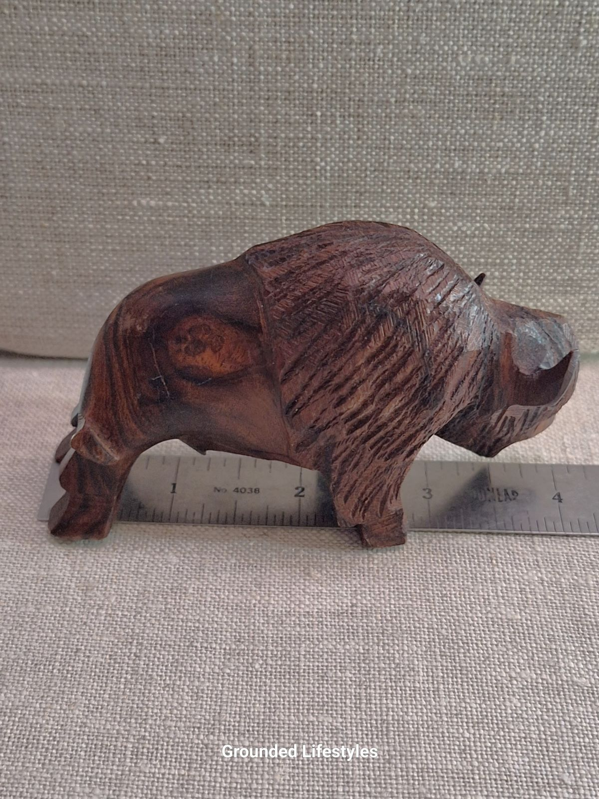 hand carved ironwood buffalo 4 inch figurine