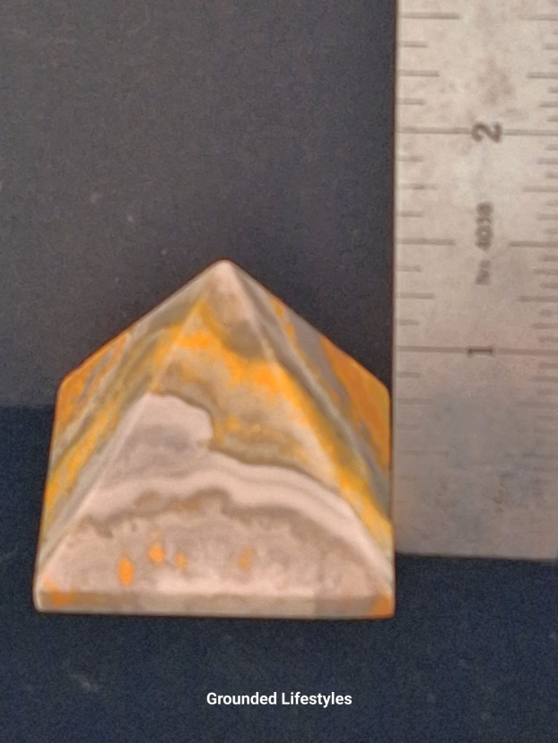 1.5 inch bumblebee jasper pyramid from Indonesia with yellow and black bands