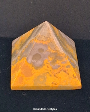 1.5 inch bumblebee jasper pyramid from Indonesia with yellow and black bands
