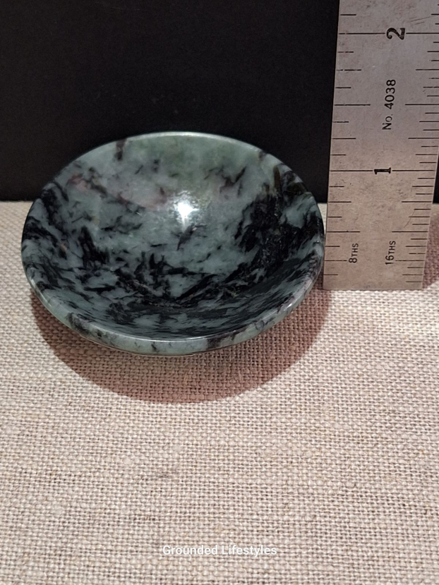 polished Burmese jadeite bowl 2 inch collectible gemstone vessel