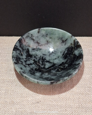 polished Burmese jadeite bowl 2 inch collectible gemstone vessel