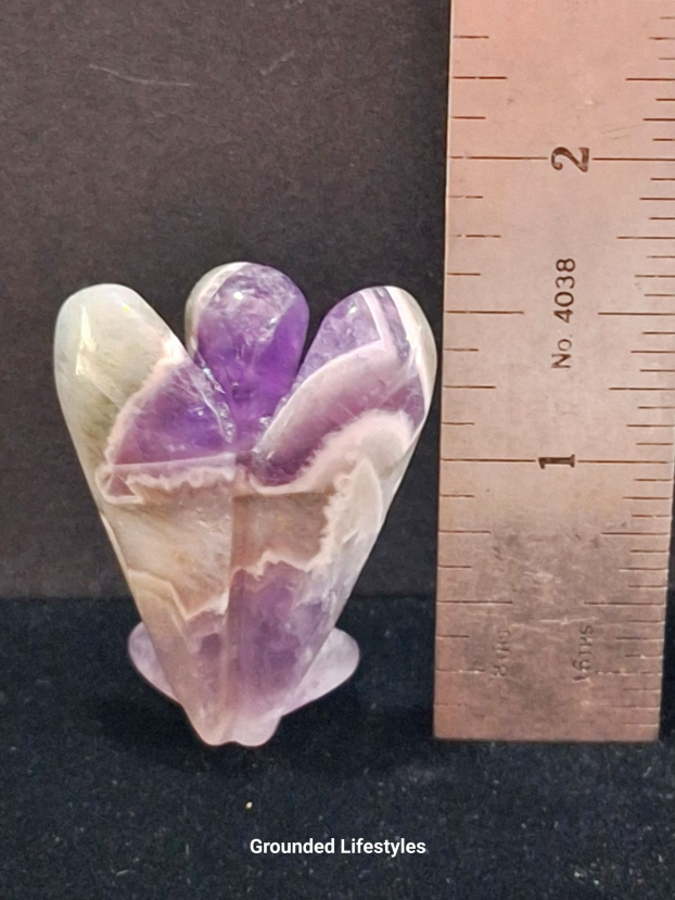 polished chevron amethyst angel 1.75 inch symbolic mineral figurine