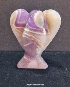 polished chevron amethyst angel 1.75 inch symbolic mineral figurine