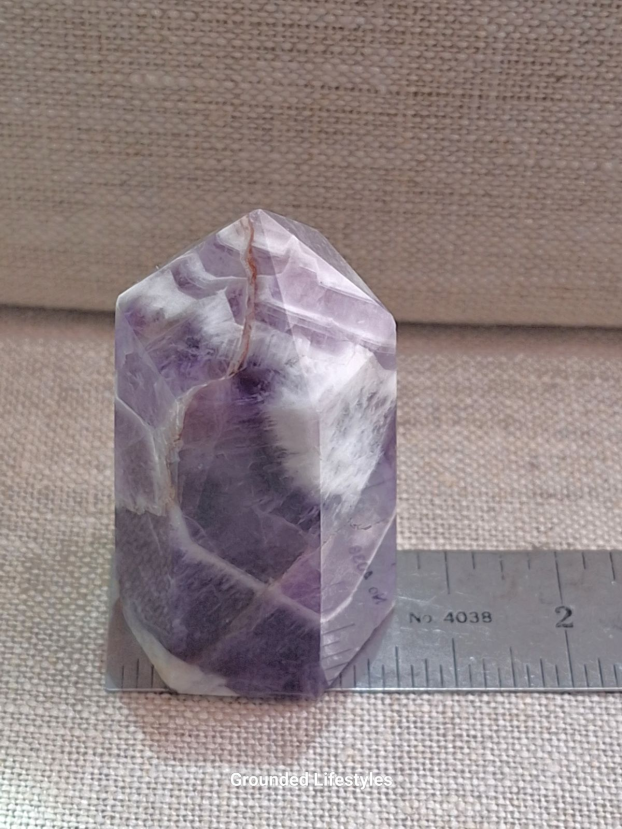 polished chevron amethyst crystal point 2.75 inch