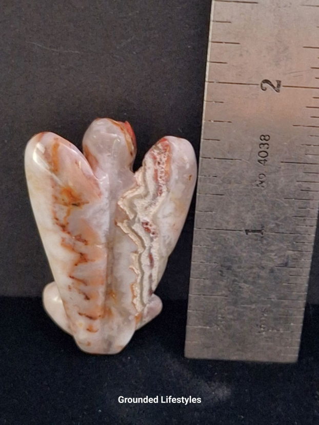 polished crazy lace agate angel 1.5 inch collectible banded agate carving