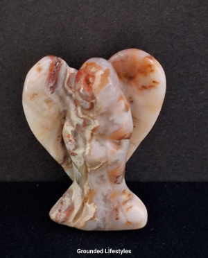 polished crazy lace agate angel 1.5 inch collectible banded agate carving