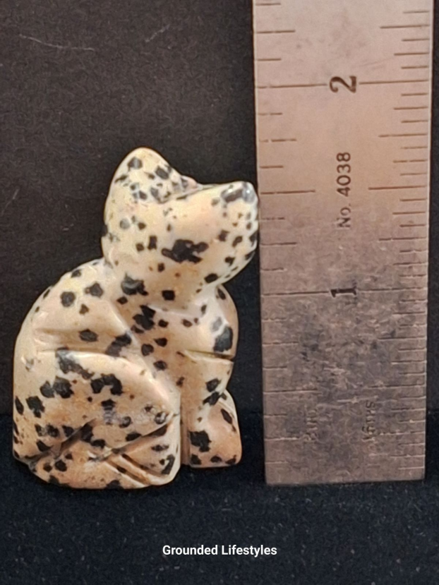 polished dalmatian jasper cat 1.5 inch collectible mineral figurine