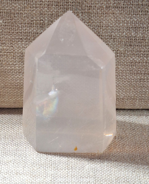 polished girasol quartz point 2.75 inch with soft pink glow