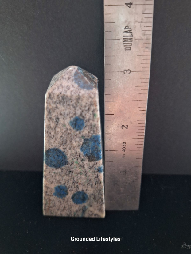 K2 stone obelisk 3.25 inch showing blue azurite inclusions