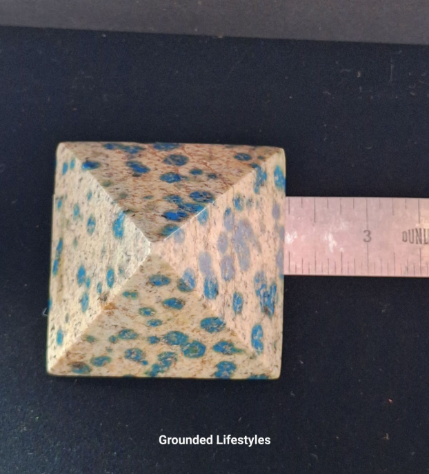 K2 pyramid 2 inch from Pakistan showing granite and azurite