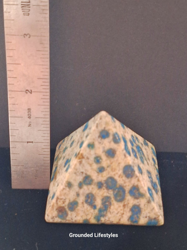 K2 pyramid 2 inch from Pakistan showing granite and azurite