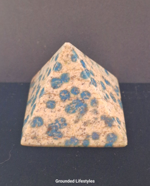 K2 pyramid 2 inch from Pakistan showing granite and azurite
