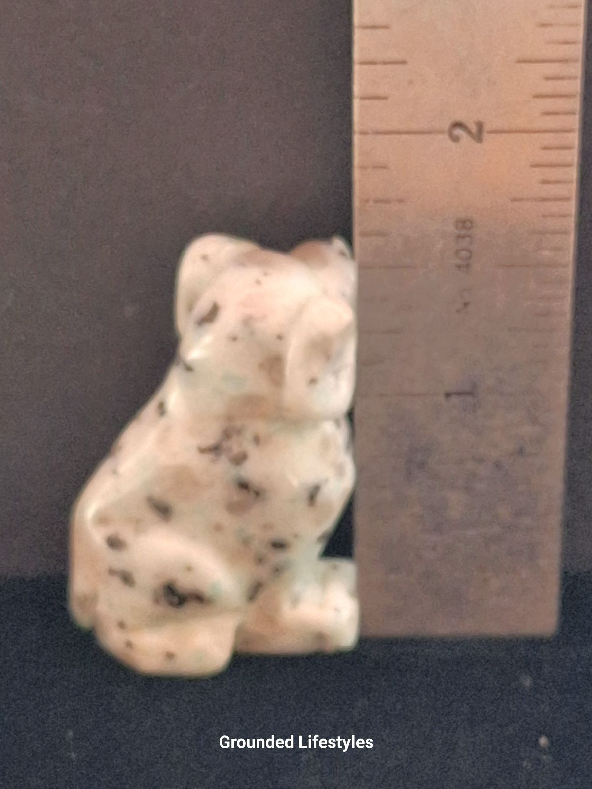 small dog carving 1 inch made from kiwi jasper stone