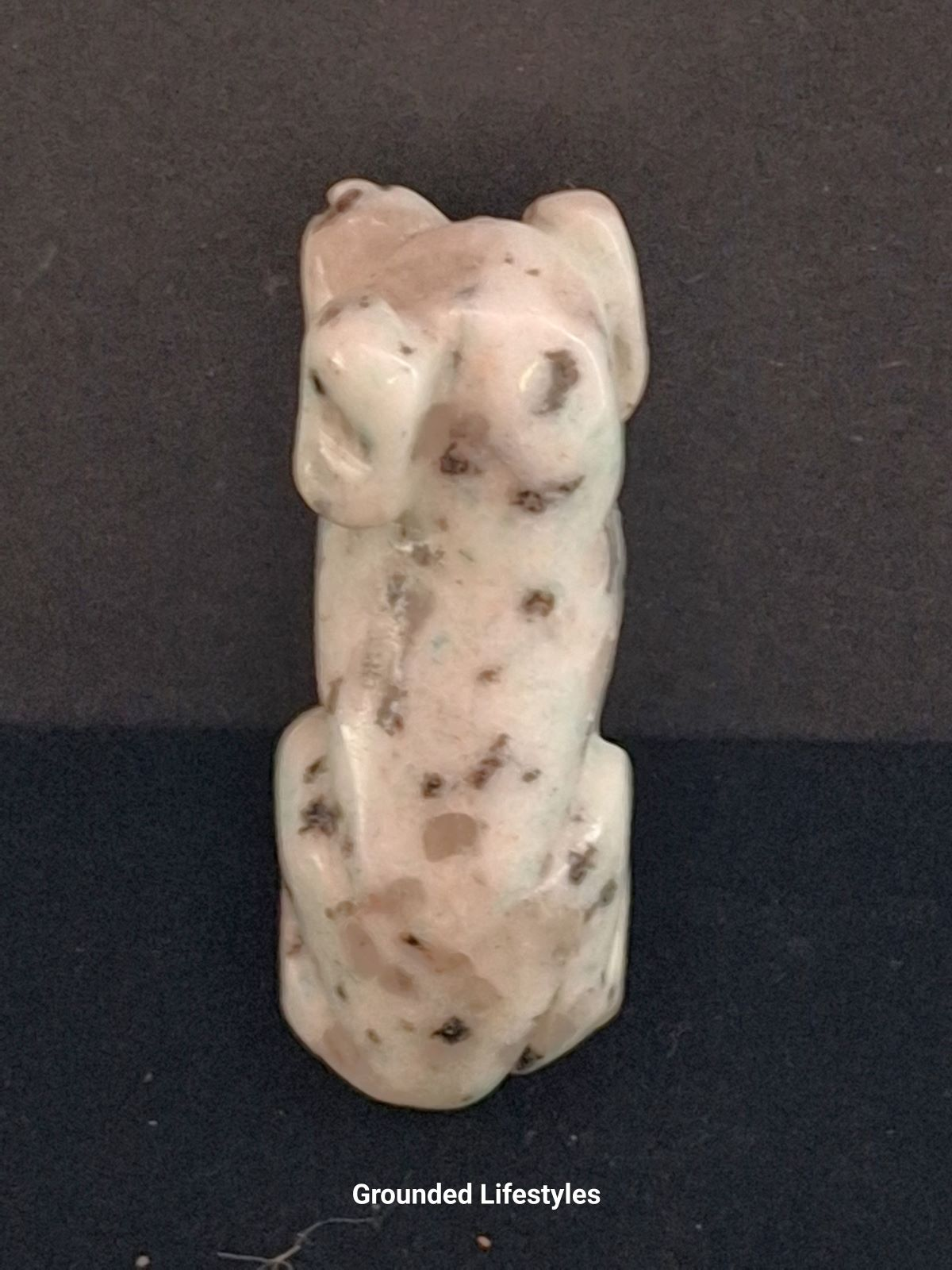 small dog carving 1 inch made from kiwi jasper stone